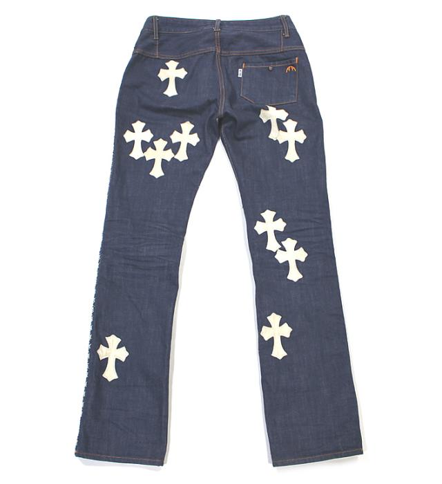 ginza chrome hearts americana custom cross patch女式牛仔大码s裤