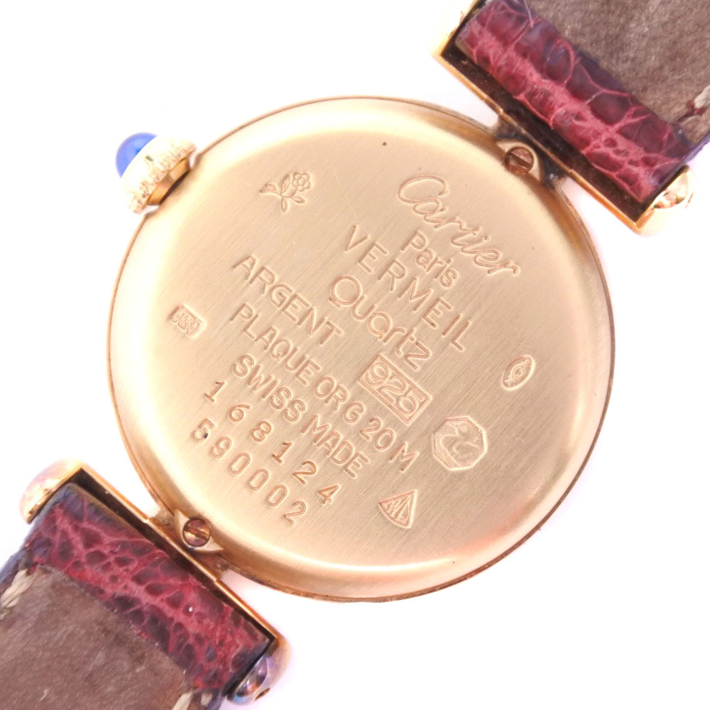cartier卡地亚mast vermeil 590002银925×皮革金石英女士奶油表盘[上