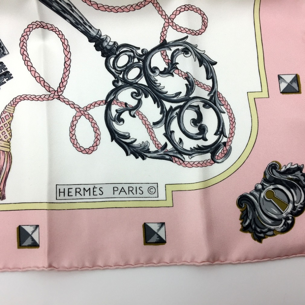 hermes hermes卷发90键花纹丝巾100%粉色女士k80314369