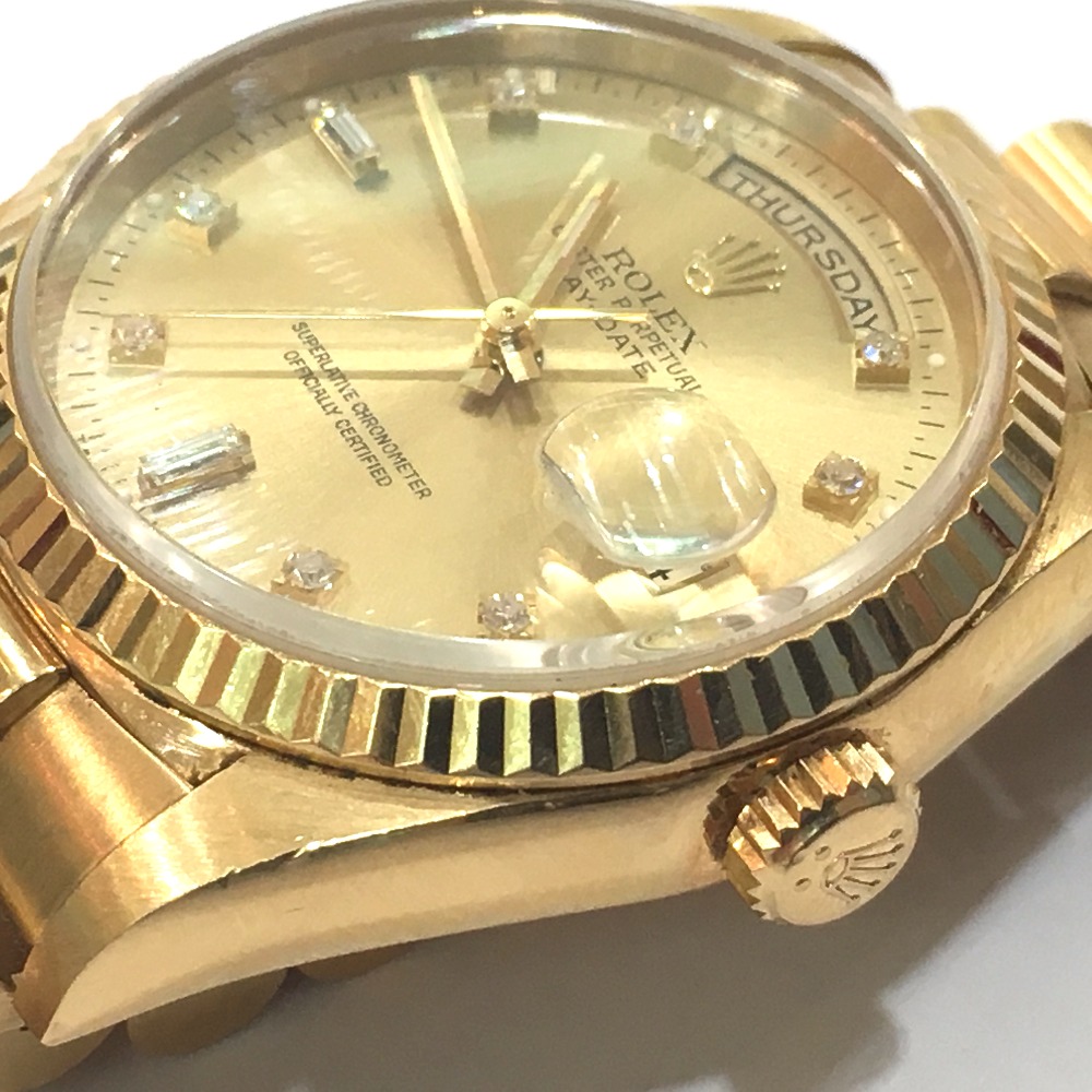 劳力士rolex 18238g 10p钻石k18固体日期牡蛎万年历腕表k18yg /钻石