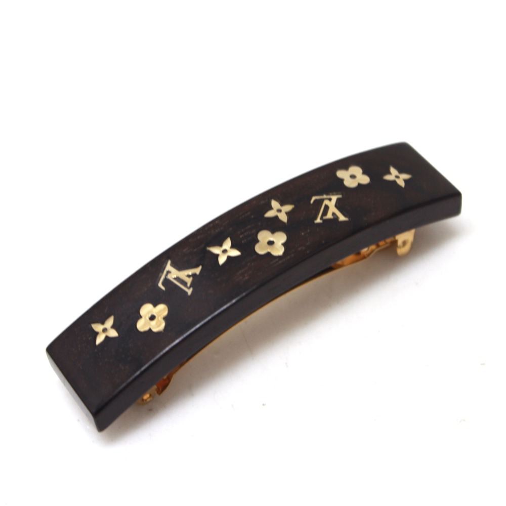 AUTHENTIC LOUIS VUITTON Monogram Barrette Sylvania Wood Hair Clip M65937