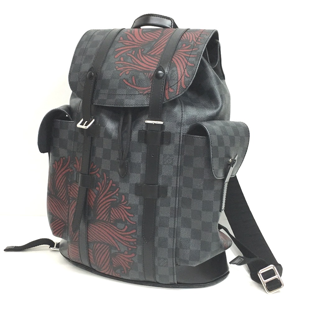 AUTHENTIC LOUIS VUITTON Damier Graphite Christopher PM Backpack Gray/Red N41709 | eBay