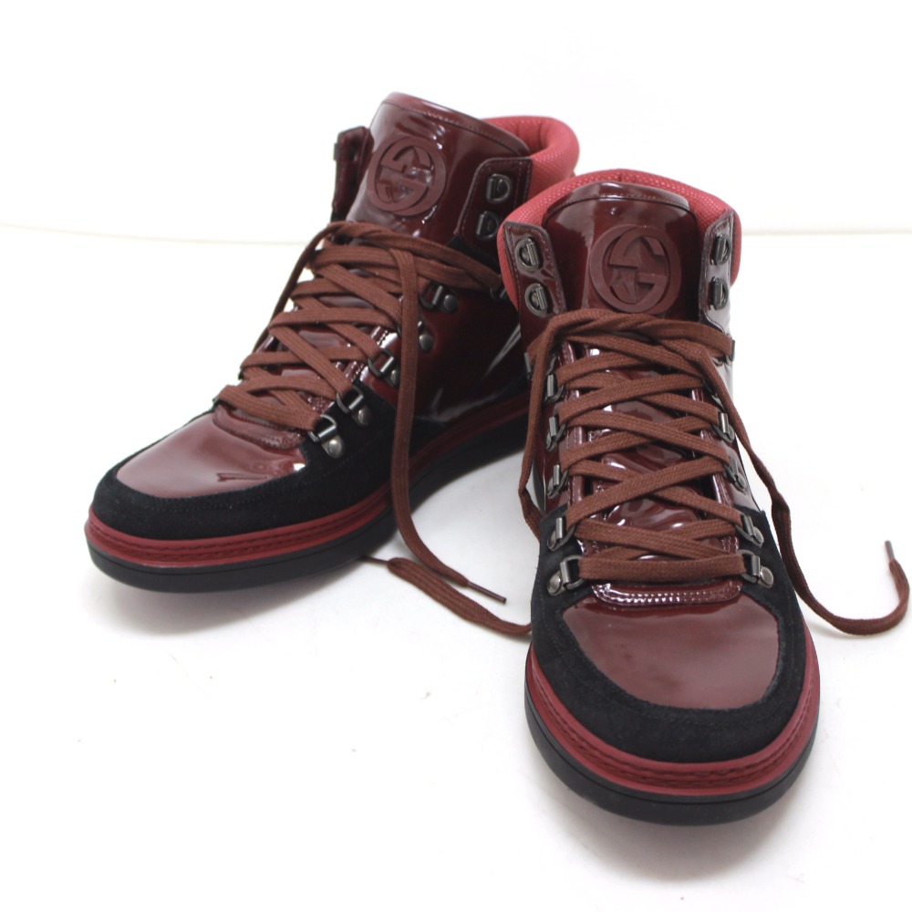 AUTHENTIC GUCCI Highcut Men&#39;s Sneakers Shoes Black/Bordeaux Size9 368496 | eBay