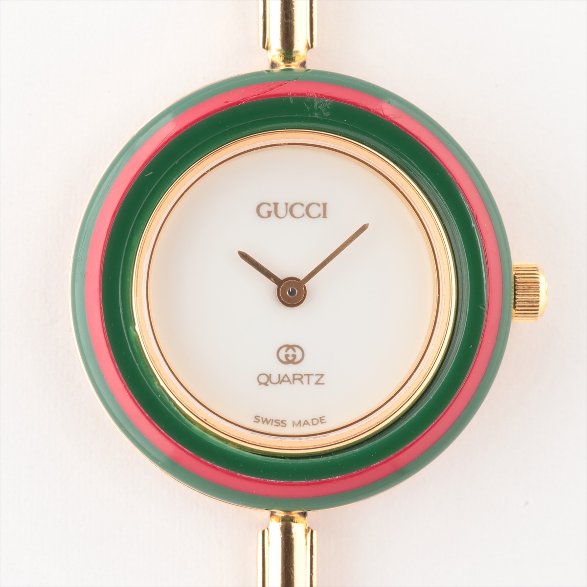 Gucci change Bezel 1100L Gold Plated QZ white dial inner box only with