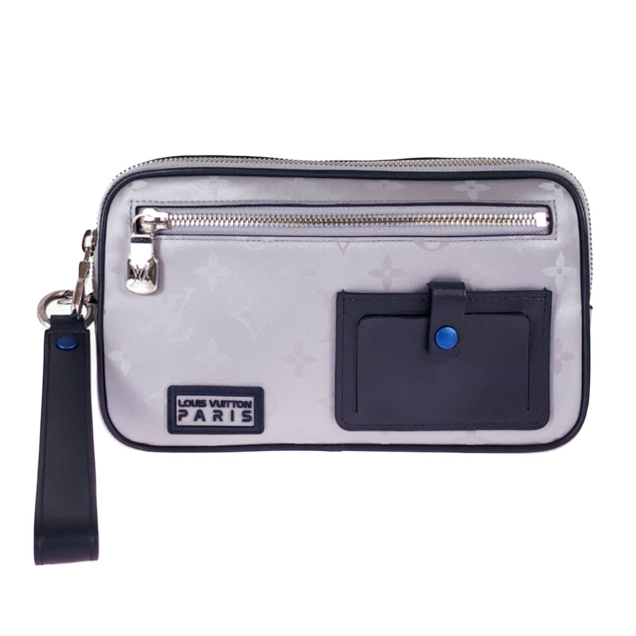 LOUIS VUITTON Monogram satellite alpha clutch M44171 Silver clutch bag Japan | eBay