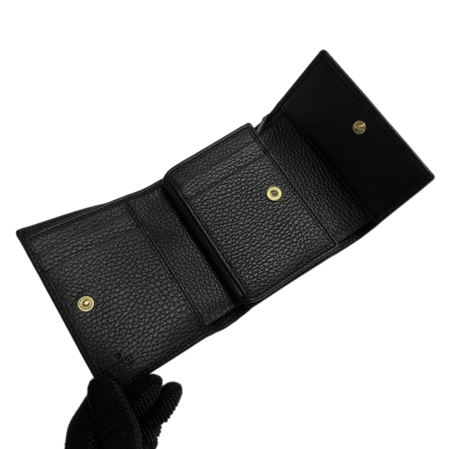 GUCCI GG Marmont Tri-Fold Wallet 546584 black leather Women'sWallet ...