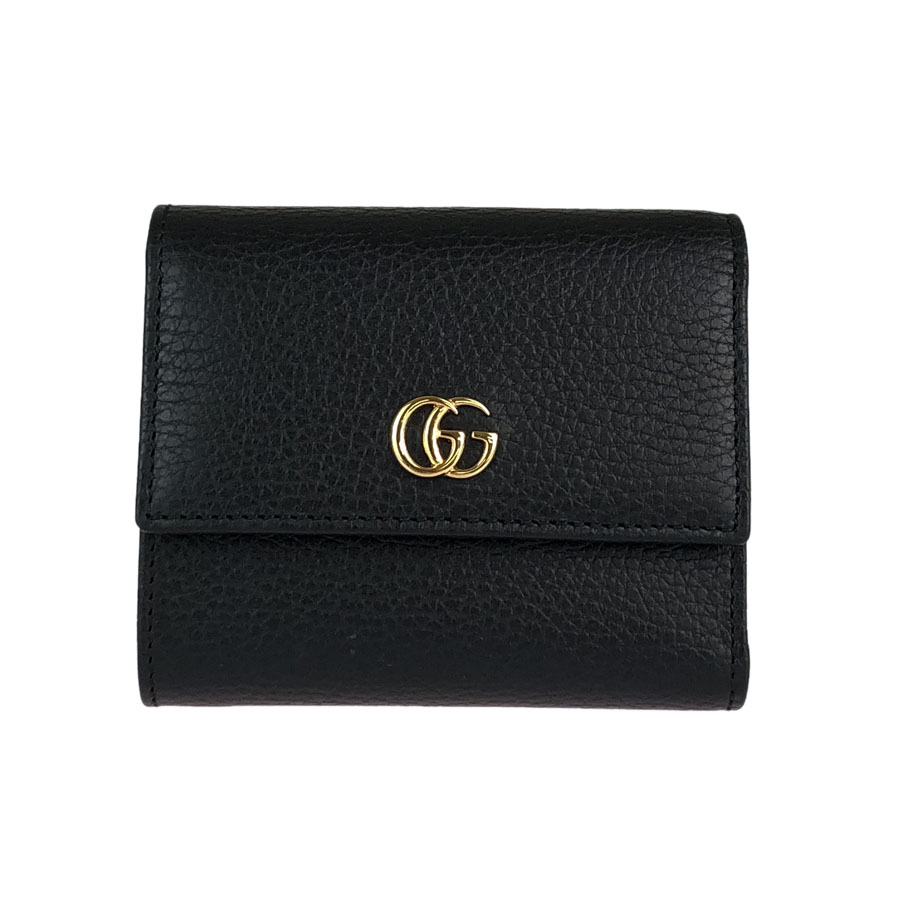 GUCCI GG Marmont Tri-Fold Wallet 546584 black leather Women'sWallet ...