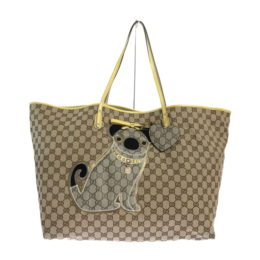 GUCCI Guccioli Pug Large Tote 212373 Yellow x beige Women&#39;s Tote Bag from Japan | eBay
