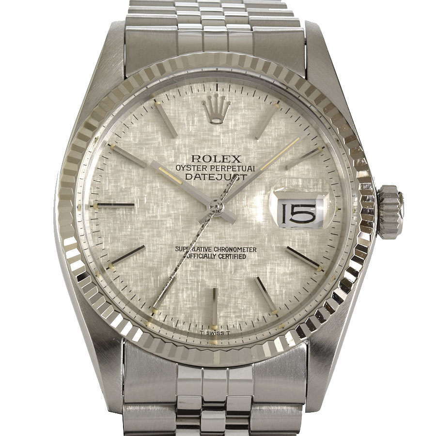 Rolex Datejust 16014 Silver Mosaic Overhauled Finished Mechanical Watch 