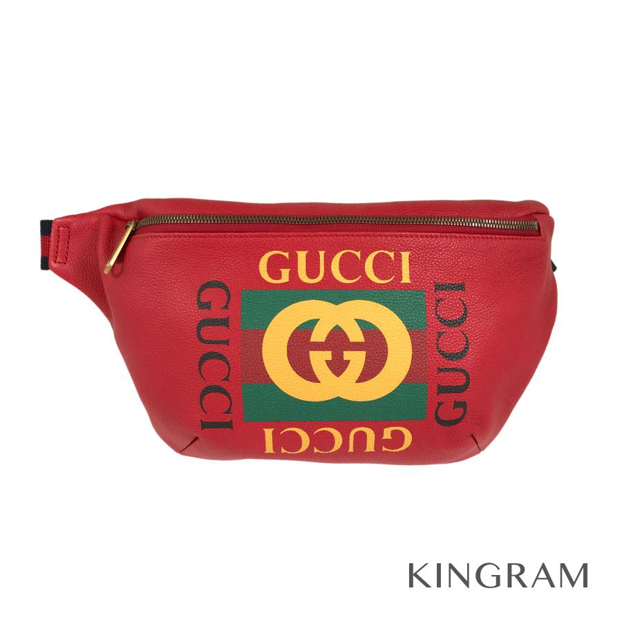 GUCCI Print logo belt bag 530412 Red 