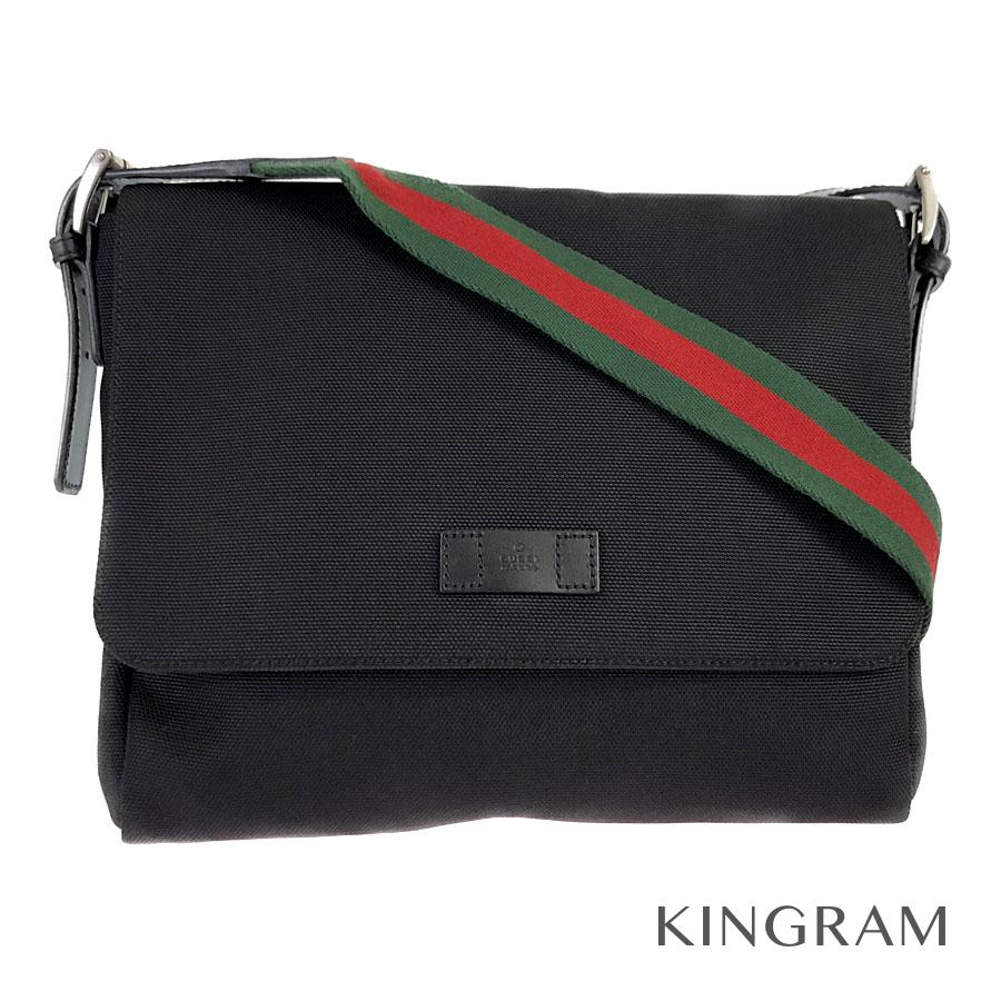 gucci canvas messenger bag black