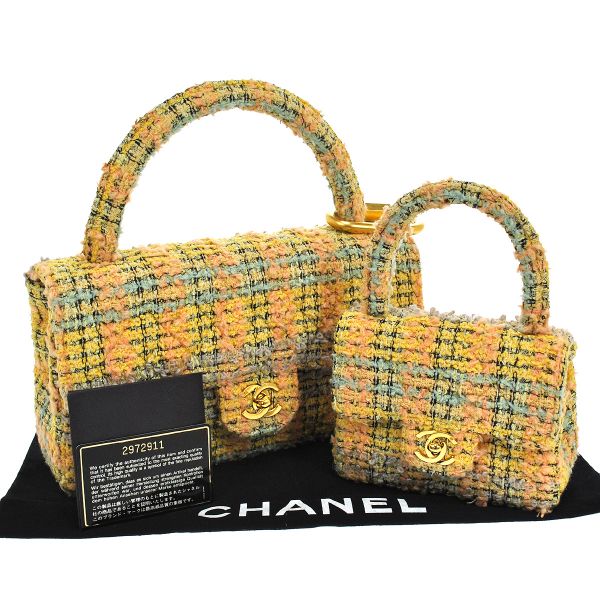 Chanel シャネル 親子ハンドバッグ マトラッセ ツイード イエロー Nr 中古 ー ブラモ 欲しいブランド品がすぐ見つかる ネット通販サイト