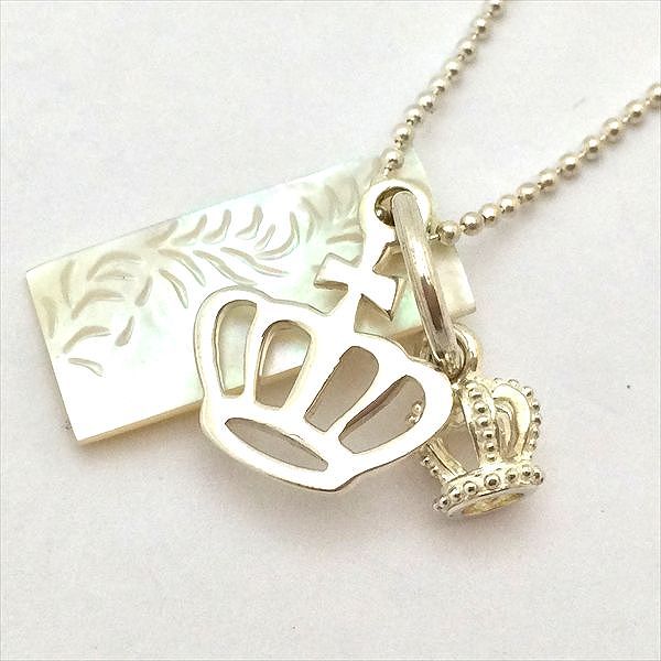 ネックレス シェル シルバー ホワイト シルバー Silver 王冠 クラウンモチーフ 計 7 6g 中古 ー ブラモ 欲しいブランド 品がすぐ見つかる ネット通販サイト