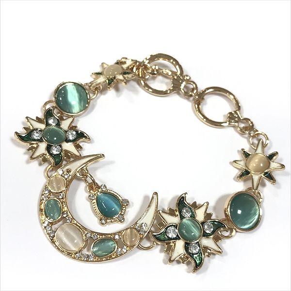 イミテーション 月 太陽モチーフ グリーン ホワイト ブレスレット 中古 アクセサリー Ob ー ブラモ 欲しいブランド品がすぐ見つかる ネット通販サイト