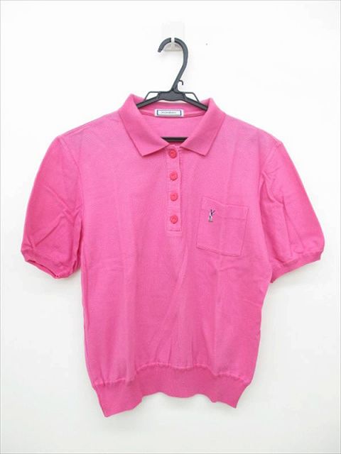 Yves Saint Laurent イヴサンローラン トップス ポロシャツ 半袖 M ピンク 綿 100 レディース 中古 アパレル 服 ー ブラモ 欲しいブランド品がすぐ見つかる ネット通販サイト