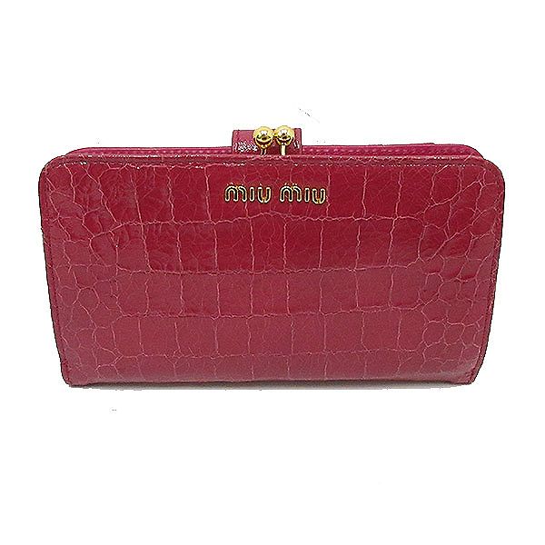 Miumiu ミュウミュウ がま口財布 5m11 アザレアピンク レザー ブランド財布 中古 ー ブラモ 欲しいブランド 品がすぐ見つかる ネット通販サイト