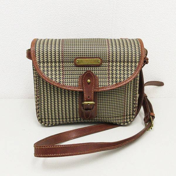 Ralph Lauren ラルフローレン チェック ロングショルダーバッグ 斜め掛け ベージュ Pvc ブランドバッグ ー ブラモ 欲しいブランド品がすぐ見つかる ネット通販サイト