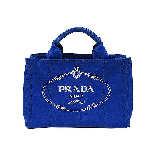 Prada プラダ カナパ ミニ トートバッグ Bn2439 青 ブルー コバルト Cobalto キャンバス ブランドバッグ 中古 ー ブラモ 欲しいブランド品がすぐ見つかる ネット通販サイト