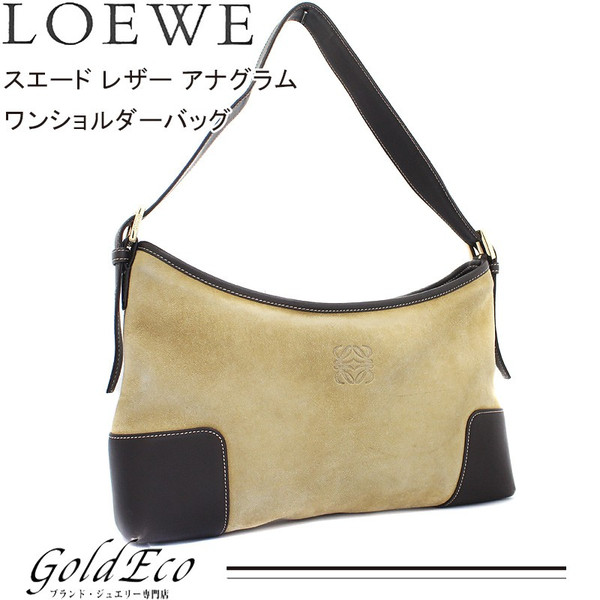 LOEWE【ロエベ】スエード レザー アナグラム ワンショルダーバッグ ...