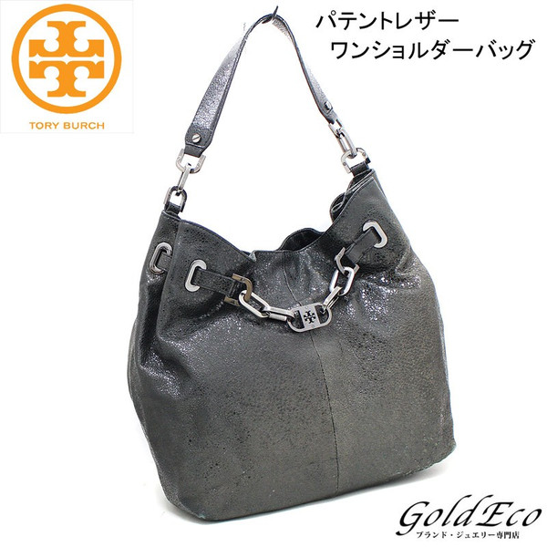 TORY BURCH【トリーバーチ】パテントレザー ショルダーバッグブラック