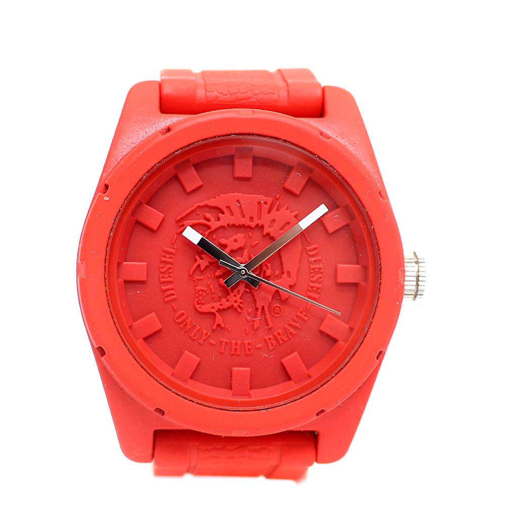 diesel柴油橡胶公司石英电池供电dz1589手表红色表盘石英红色男女皆宜