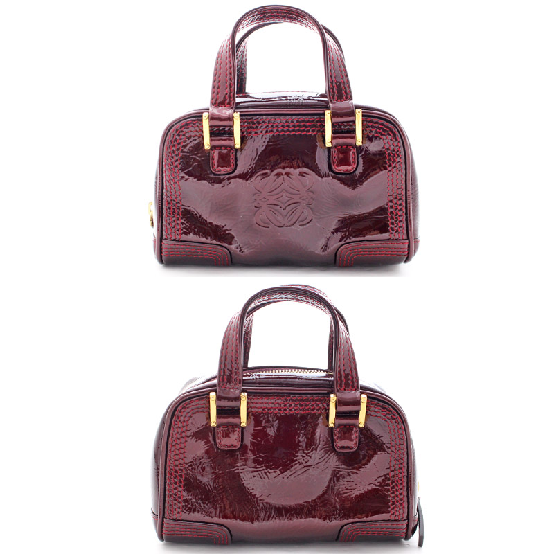 loewe【罗威】micromini amazona 2way手提包葡萄酒珐琅真皮单肩包