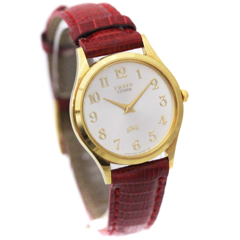 Citizen シチズン エクシード ゴールド 18k 42 H 腕時計 シルバー文字盤 クオーツ ゴールド 赤 レディース 中古 ー ブラモ 欲しいブランド品がすぐ見つかる ネット通販サイト