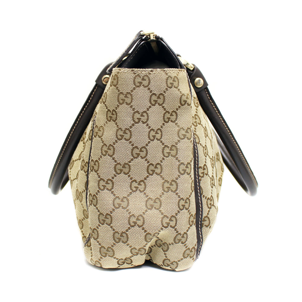 gucci古驰gg帆布单肩189831手提包帆布/皮革米色/棕色女[预售]