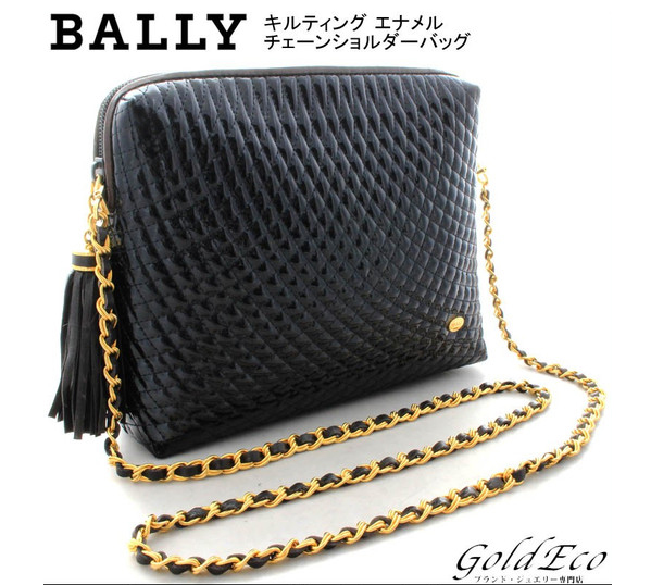 Bally バリー キルティング チェーン斜めがけ ショルダーバッグブラック 黒 ゴールド金具エナメル パテントレザー ー ブラモ 欲しいブランド 品がすぐ見つかる ネット通販サイト