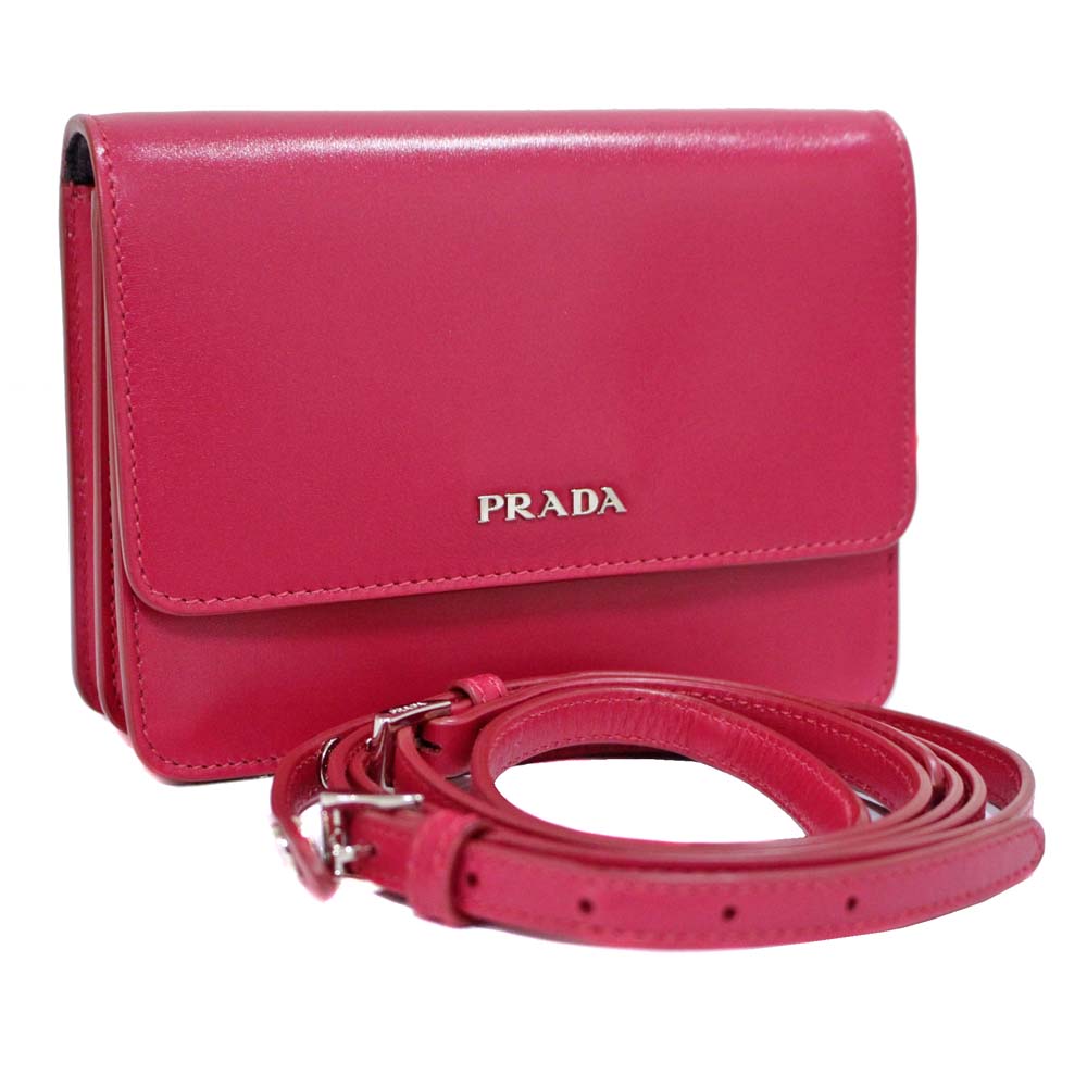 Prada プラダ ミニ ショルダー ウォレット ポシェット Bt1031 ショルダーバッグ レザー ピンク レディース 中古 ー ブラモ 欲しいブランド品がすぐ見つかる ネット通販サイト