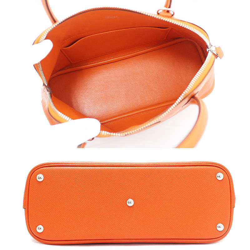 【Goods】 HERMES 【Hermes】 Vaux Epson Bored 272WAY Handbag R Engraved Orange × Silver Hardware ...