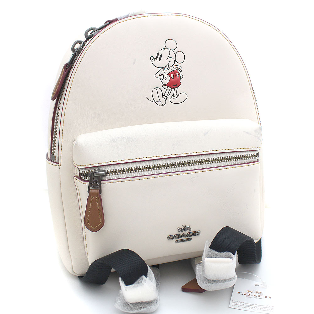 Coach コーチ ミニチャーリー ディズニー F597 リュック デイパック レザー ホワイト レディース 中古 ー ブラモ 欲しいブランド品がすぐ見つかる ネット通販サイト
