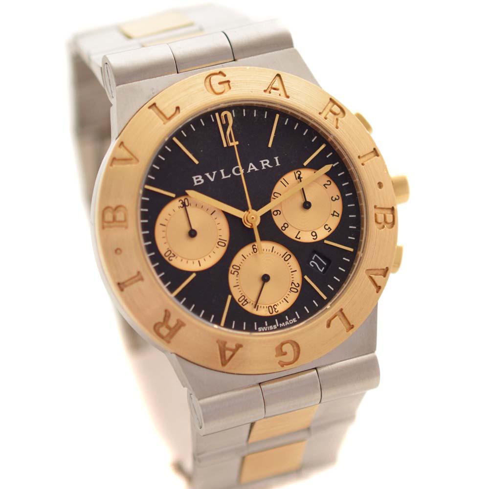 Bvlgari ブルガリ ディアゴノスポーツ コンビ Ch35sg 腕時計 ブラック文字盤 クオーツ シルバー ゴールド メンズ 中古 ー ブラモ 欲しいブランド品がすぐ見つかる ネット通販サイト