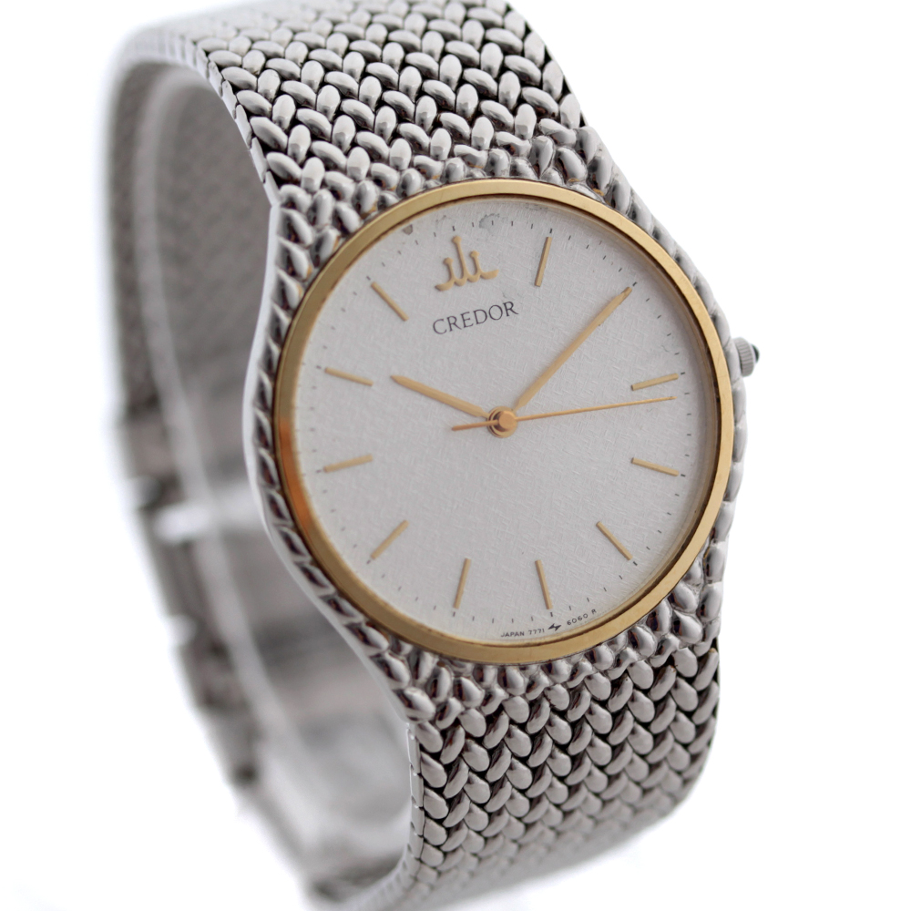 精工seiko credor combi 7771 - 5050手表石英银金男士[前]