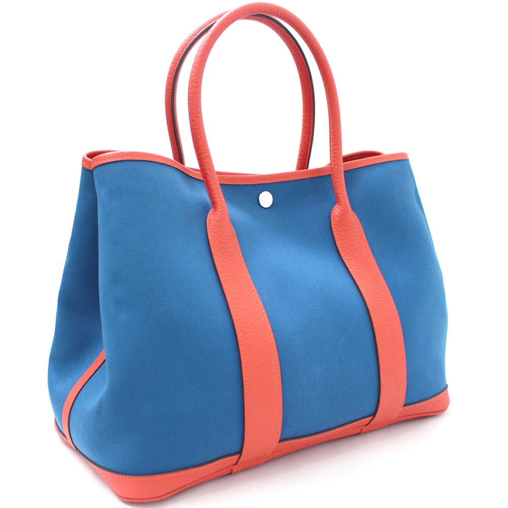 hermes爱马仕花园派对pm a刻2017手提包towar officier /皮革蓝橙女士