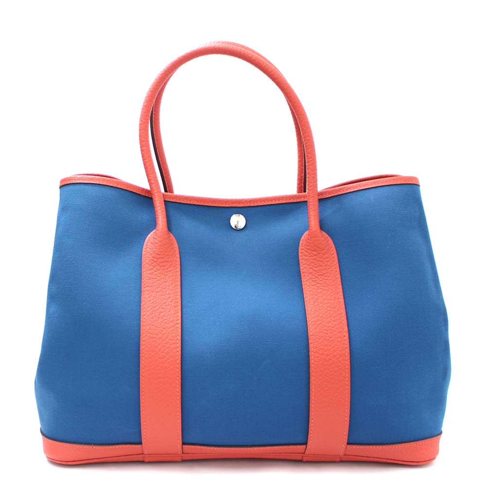 hermes爱马仕花园派对pm a刻2017手提包towar officier /皮革蓝橙女士