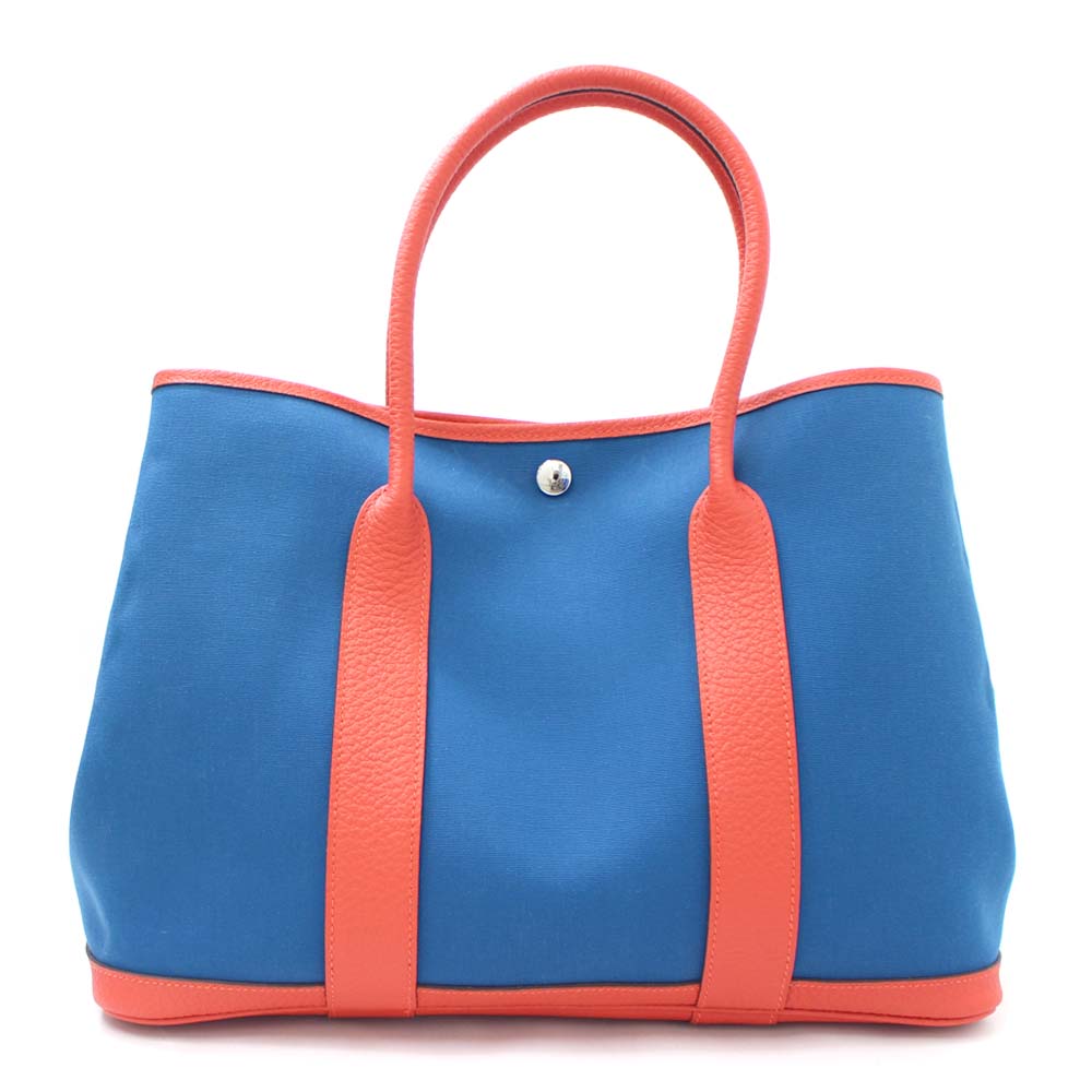 hermes爱马仕花园派对pm a刻2017手提包towar officier /皮革蓝橙女士