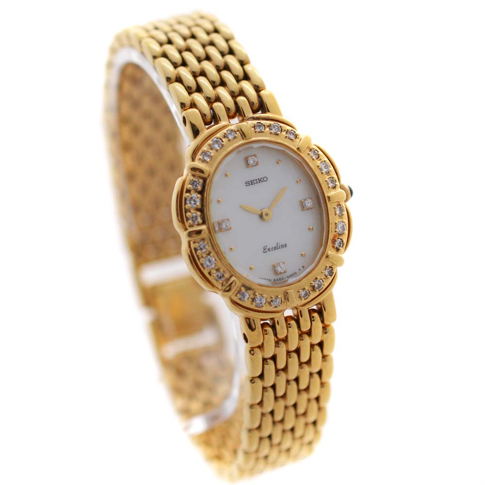 精工seiko ecceline 4p&bezel diamond 5a 50-5190手表白色表壳表盘