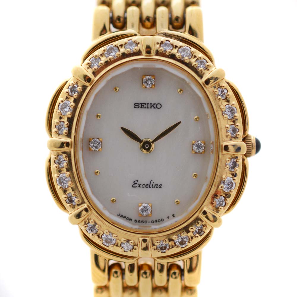 精工seiko ecceline 4p&bezel diamond 5a 50-5190手表白色表壳表盘