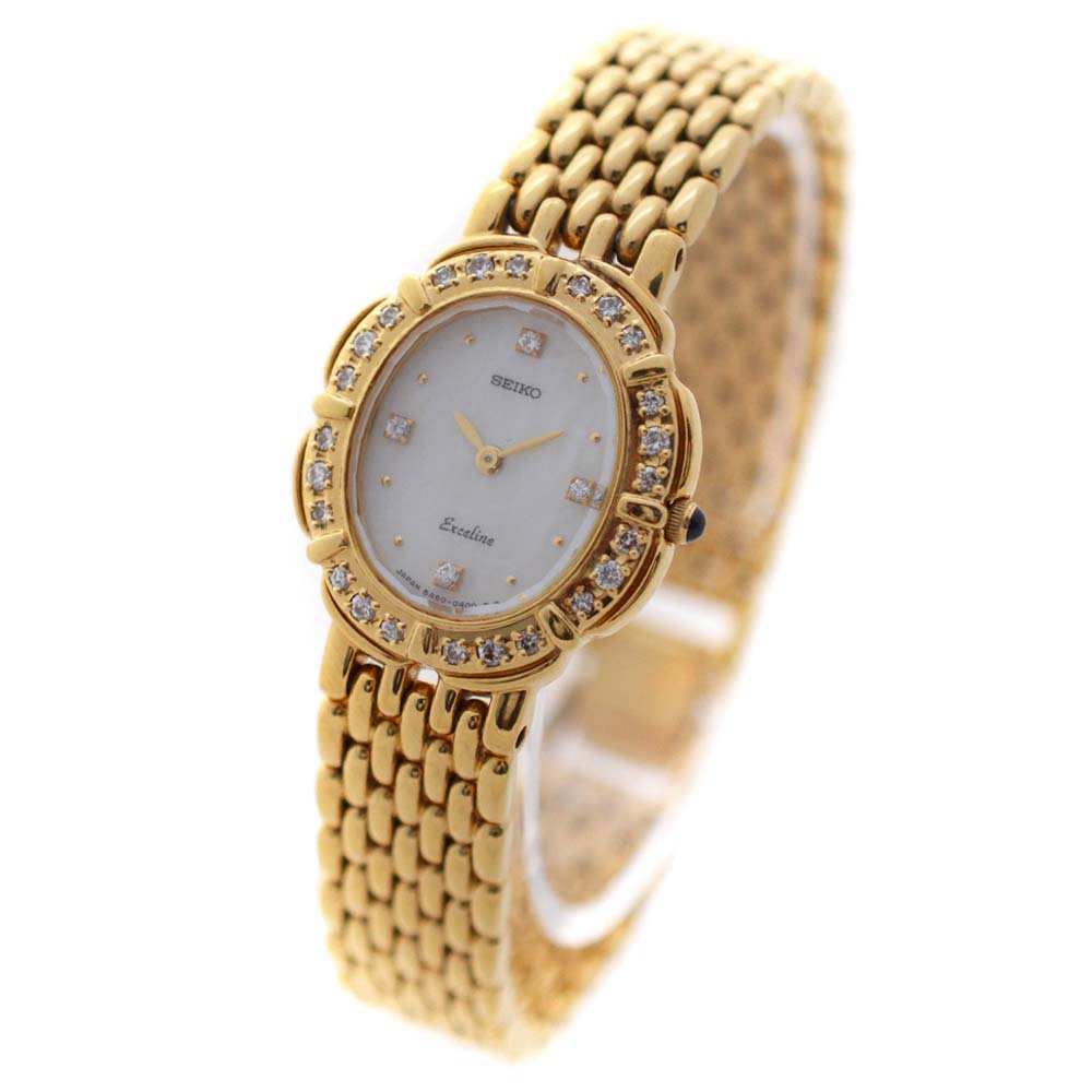 精工seiko ecceline 4p&bezel diamond 5a 50-5190手表白色表壳表盘