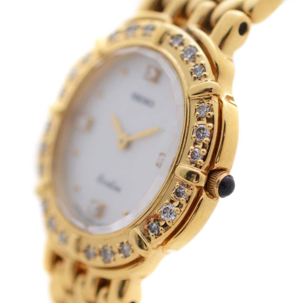 精工seiko ecceline 4p&bezel diamond 5a 50-5190手表白色表壳表盘