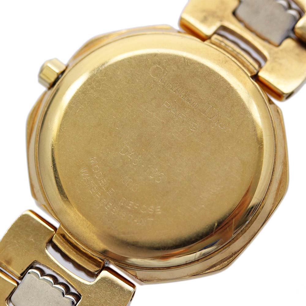 迪奥christian dior八角形日期d48-133手表白色表盘石英金银色女装[上