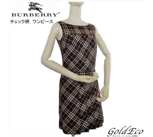 Burberry バーバリー チェック柄 ワンピースレディース ブラウン ピンク表記サイズ36 ノースリーブ 中古 ー ブラモ 欲しいブランド品がすぐ見つかる ネット通販サイト