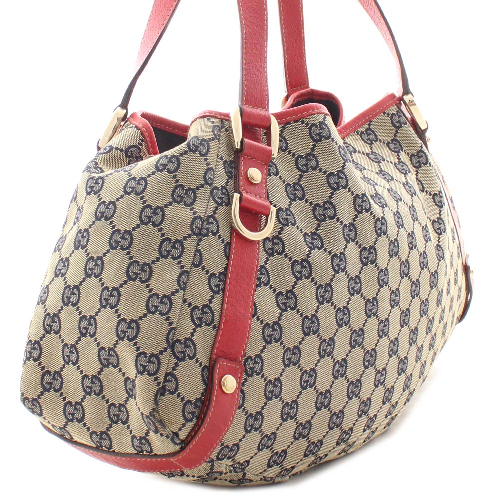 gucci古驰gg帆布130736手提包帆布海军红女士[二手]