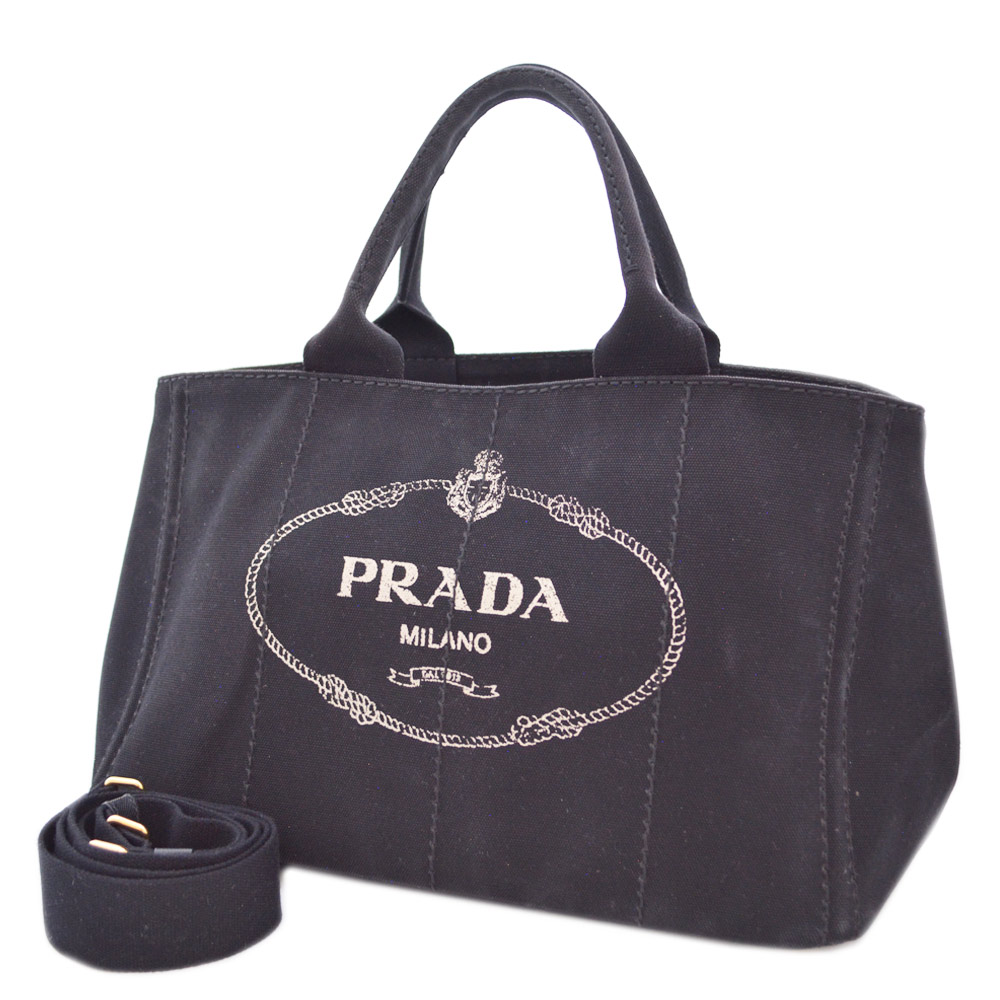 prada普拉达卡纳帕2way bn2642手提袋帆布黑色女士【二手】