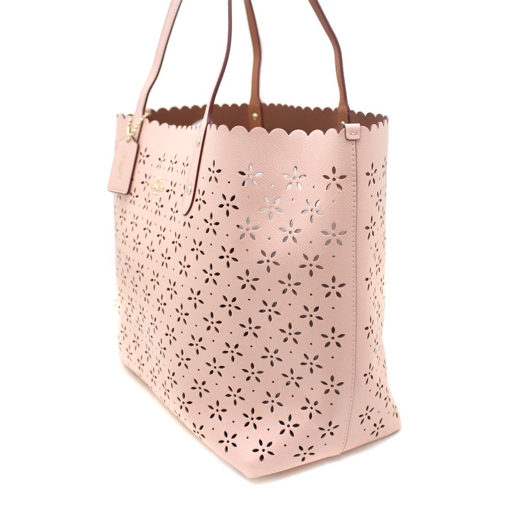 Coach コーチ フラワーパンチ シティー ラグジュアリー 花柄 トートバッグ レザー ピンク レディース 中古 ー ブラモ 欲しいブランド品がすぐ見つかる ネット通販サイト
