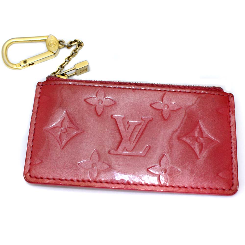 LOUIS VUITTON Louis Vuitton Pochette Cle-Key Hook with Key Holder M9144F Coin Case Vernis Pink ...