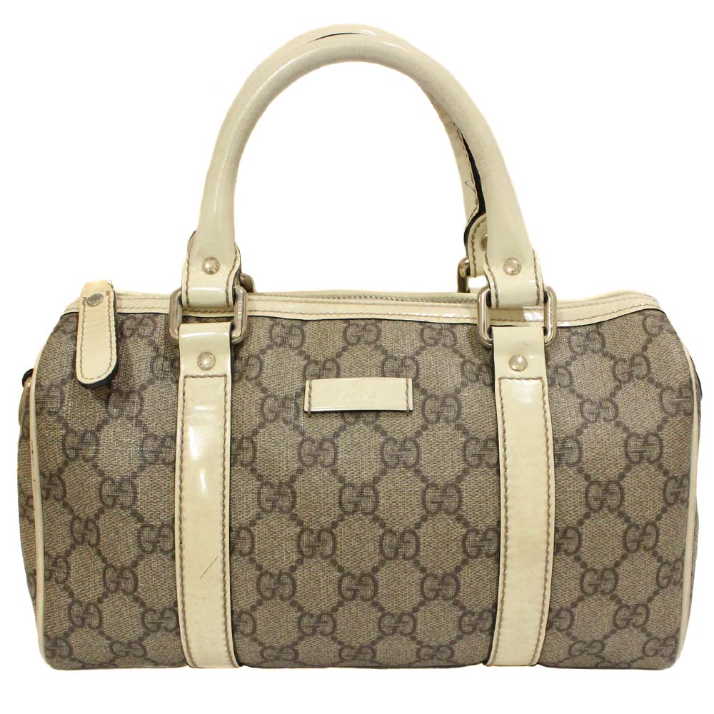 GUCCI Gucci GG Plus Mini Boston Bag 193604 Handbag PVC / Patent Leather Beige Off White Ladies ...