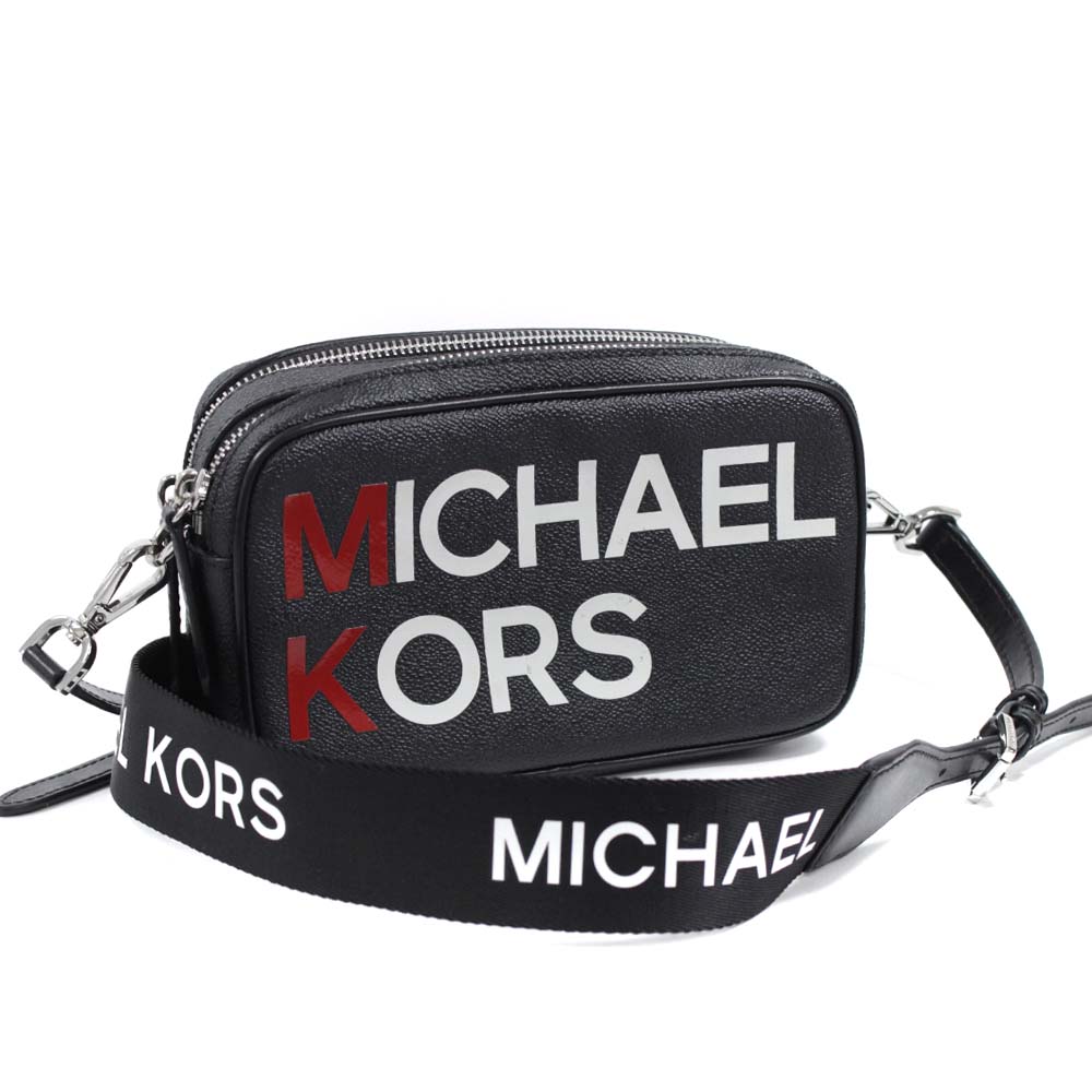 Michael Kors マイケルコース ロゴ クロスボディ ショルダーバッグ Pvc レザー ブラック 赤 白 レディース 中古 ー ブラモ 欲しいブランド品がすぐ見つかる ネット通販サイト