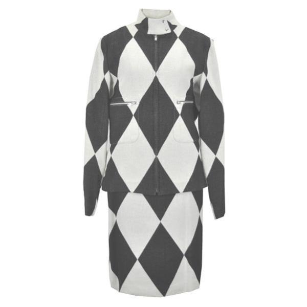 ジュンコシマダ Junko Shimada レディース スカートスーツ ブラック ホワイト ダイヤ柄 セットア ー ブラモ 欲しいブランド品がすぐ見つかる ネット通販サイト